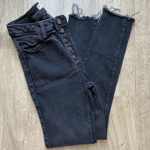 Zara button fly distressed denim jeans - Picture 1 of 3